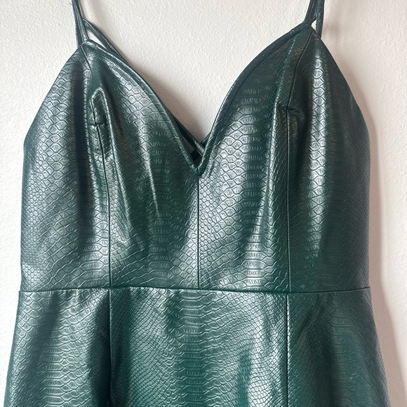 Lulus Elegant Green Faux Leather Dress - Picture 2 of 7